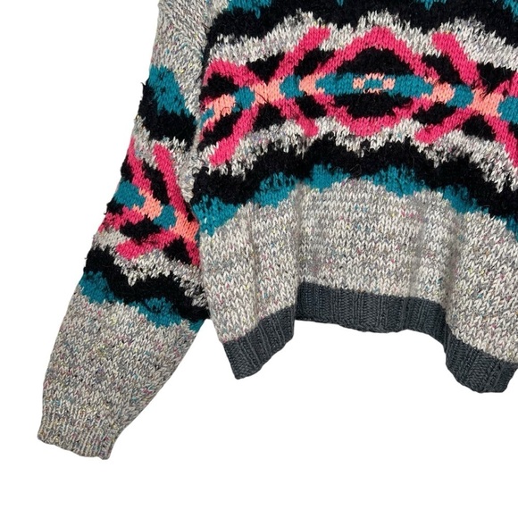 Free People Heart You Gray Wool Blend XOXO Women’s Chunky Cropped Sweater Sz S - Picture 10 of 11